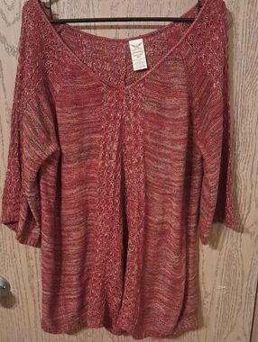Faded Glory Marled Rust V-Neck Knit Tunic